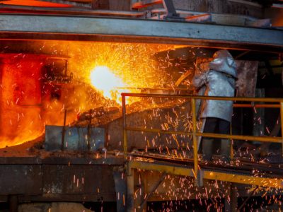 work process in metallurgical at manufacture of steel plant